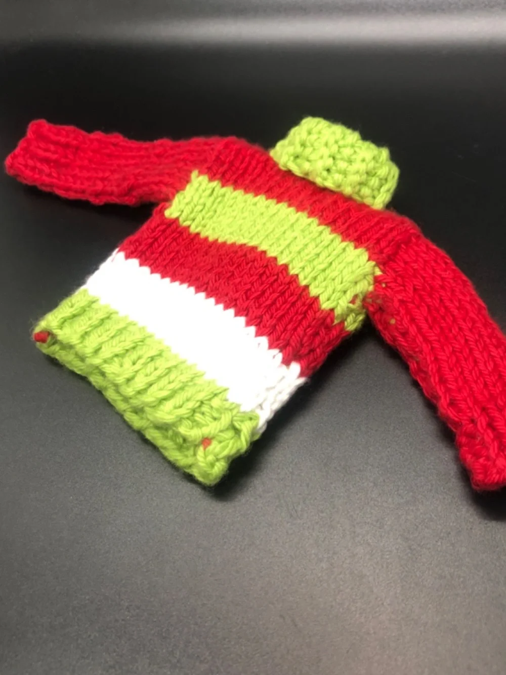 Hand Knit Mini Christmas Striped Sweater Ornament | Holiday Decor, Gift Topper